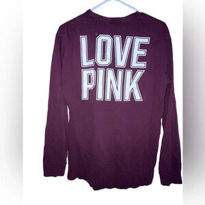 Victorias Secret PINK Campus Pocket Graphic Long Sleeve T-shirt Oversized Small